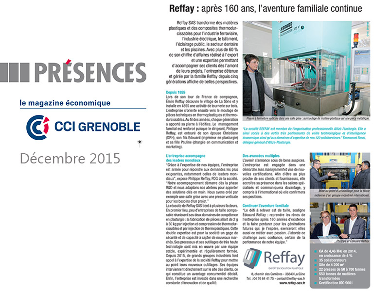 Articles de Reffay dans le magazine Présences de décembre 2015