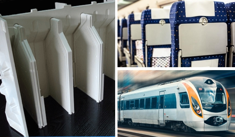 moulage pièce plastique-equipement ferroviaire-siège train-Reffay Sas